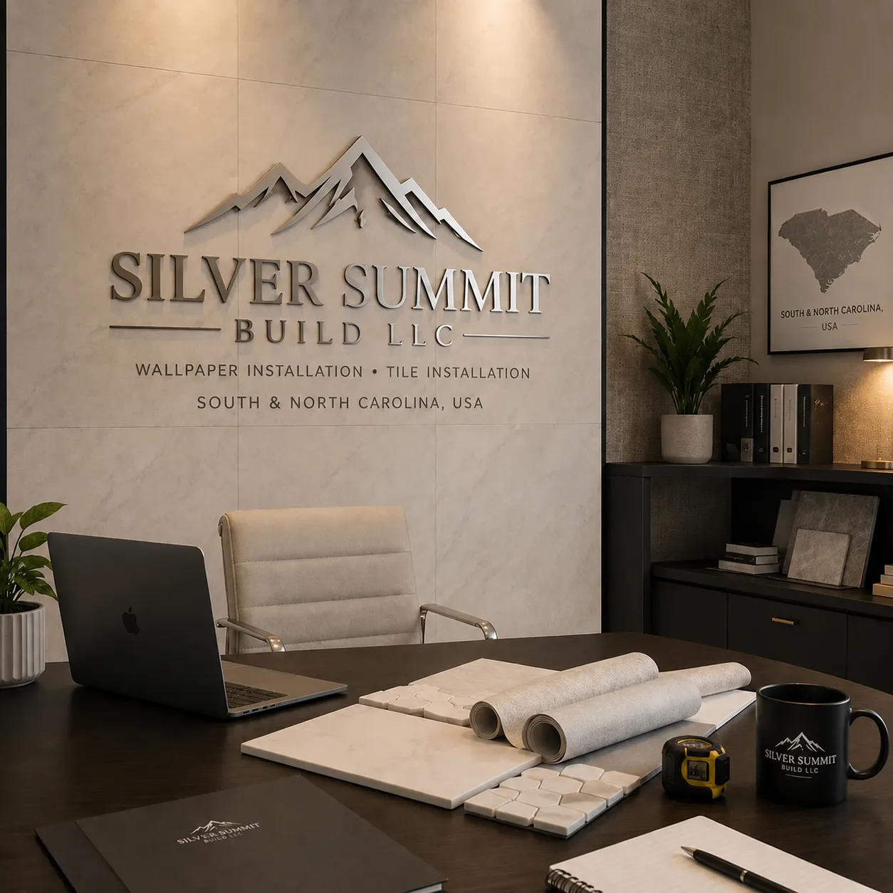 Premium wallpaper and tile interior